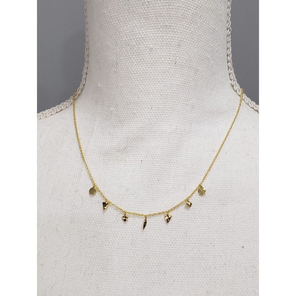 NEW Gorjana delicate gold toned single strand chain NECKLACE 7 geometric charms